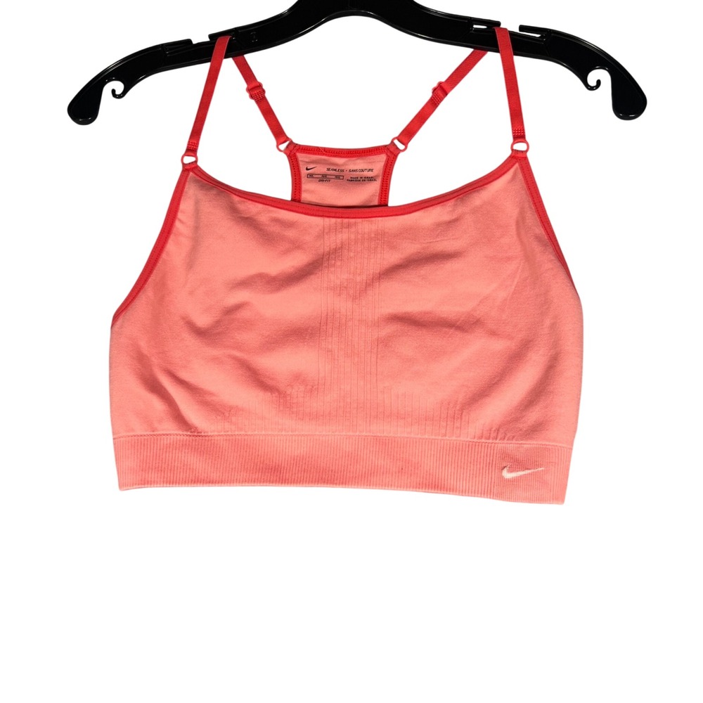 Nike Dri-FIT NWT Seamless Sports Bra Coral Pink Adjustable Straps Womens Sz M/L